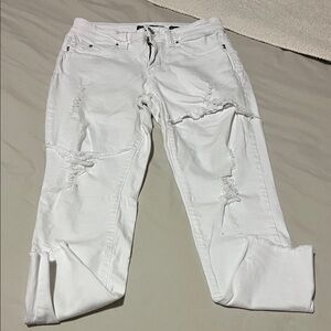 YMI Distressed White Skinny Jeans
